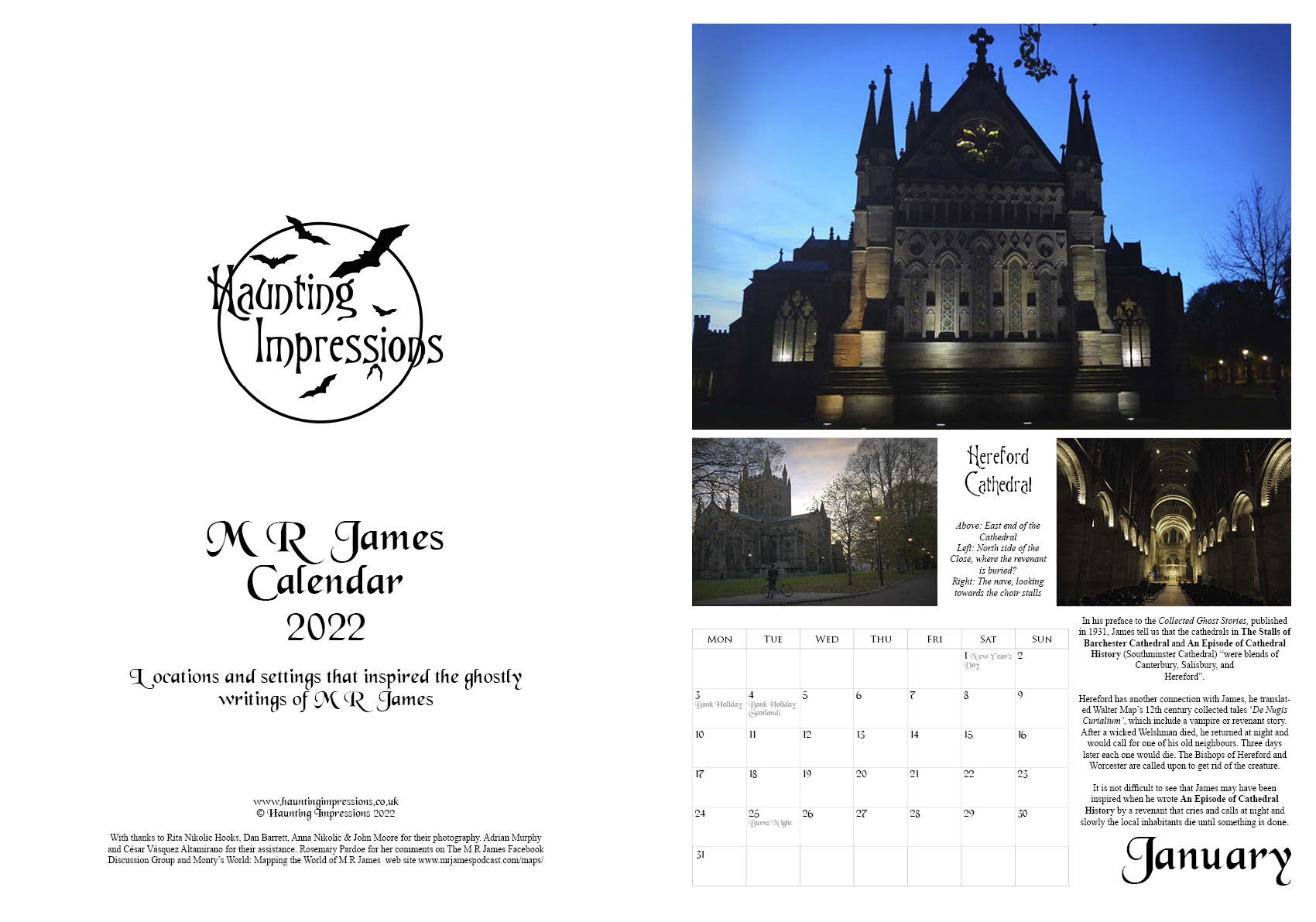 M R James Calendar of places