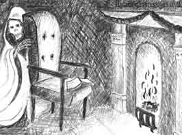 Close up of original spooky christmas card